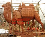 骆驼雕塑_泥塑